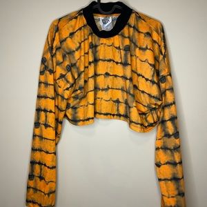 The Ragged Priest~ orange black burnout tie die ringer crop top